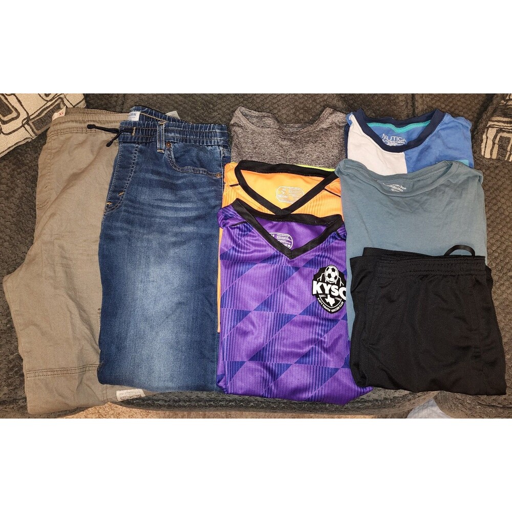 Boys Clothing Lot Jeans Cargo Joggers Nautica Levi's Soccer Jersey Bundle